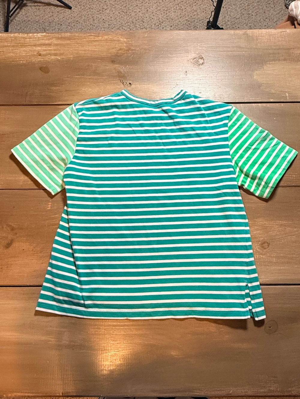 English Factory Green White Striped Tee Preppy Coastal Casual Short Sleeve Top - Picture 9 of 11
